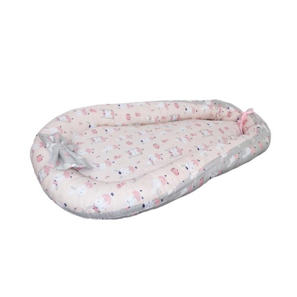 Baby Nest din Cocos MyKids Dancing Bunny Grey - Pink