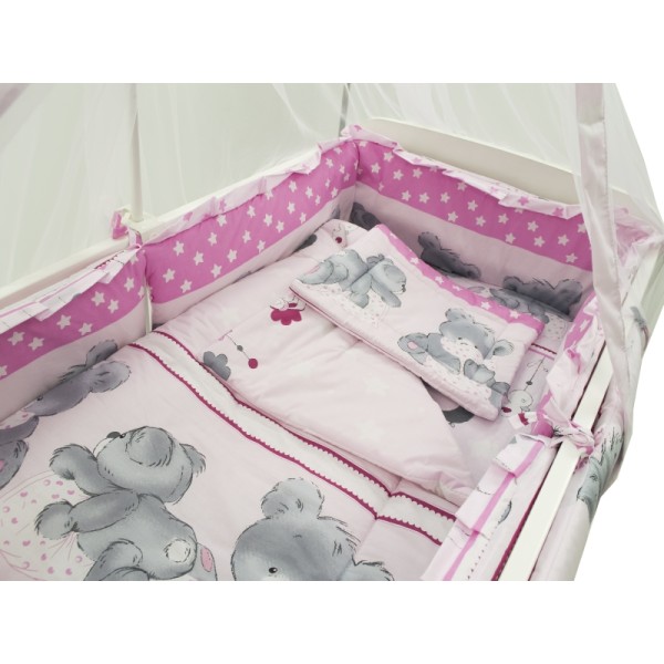 Lenjerie MyKids Teddy Hug Roz M2 4+1 Piese 120x60