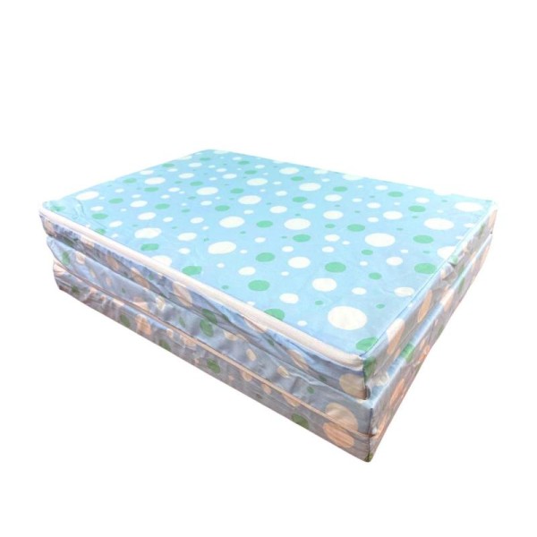 Saltea Pliabila Spuma Poliuretanica 120x60x5 cm - Light Blue with Dots