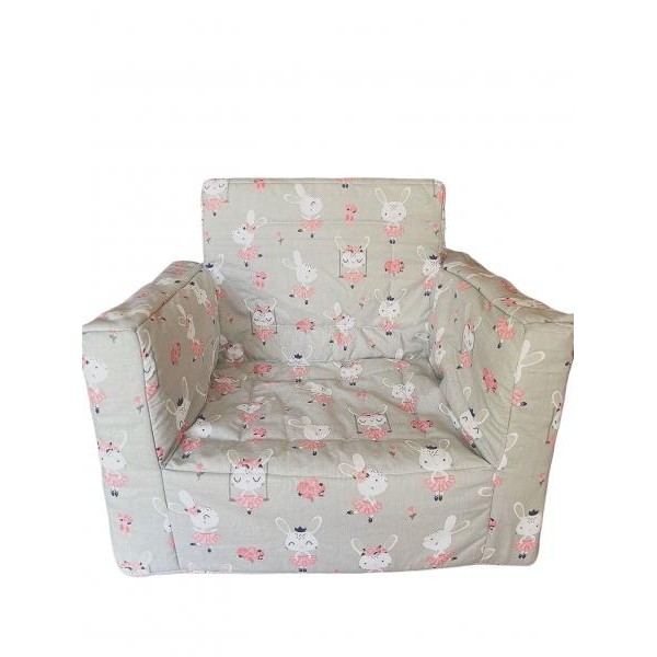 Fotoliu din burete pentru copii MyKids Dancing Bunny Gray