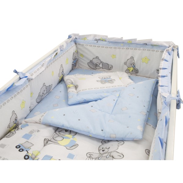 Lenjerie MyKids Teddy Toys Blue M2 4+1 Piese 140x70