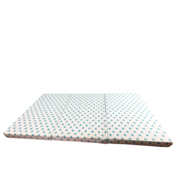 Saltea Pliabila Spuma Poliuretanica 120x60x5 cm - Light Blue Stars