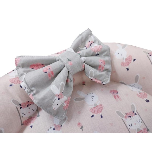 Baby Nest din Cocos MyKids Dancing Bunny Grey - Pink