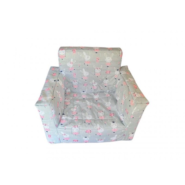 Fotoliu din burete pentru copii MyKids Dancing Bunny Gray