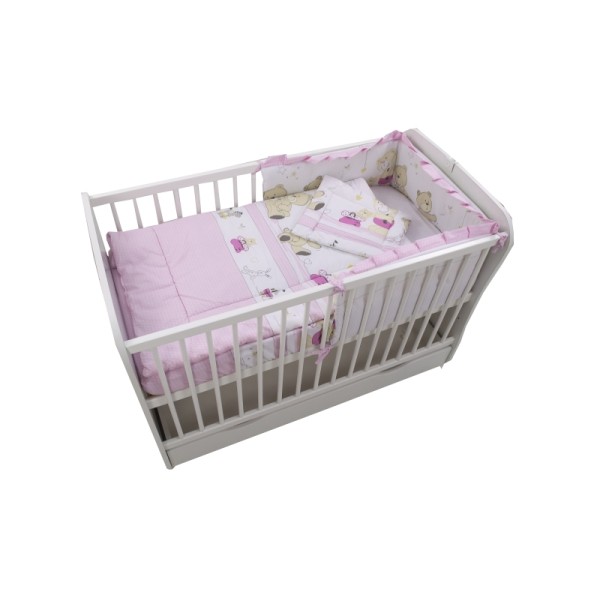 Lenjerie MyKids Teddy Play Pink M1 4 Piese 140x70