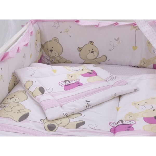 Lenjerie MyKids Teddy Play Pink M1 4+1 Piese 140x70