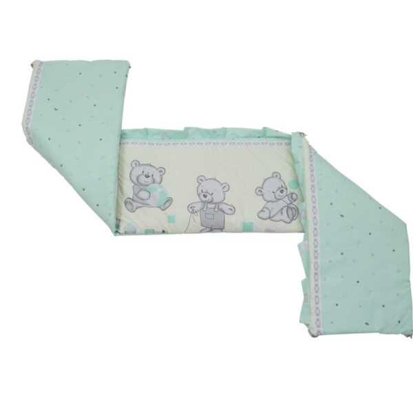 Lenjerie MyKids Teddy Toys Turquoise 4 Piese M1 120x60