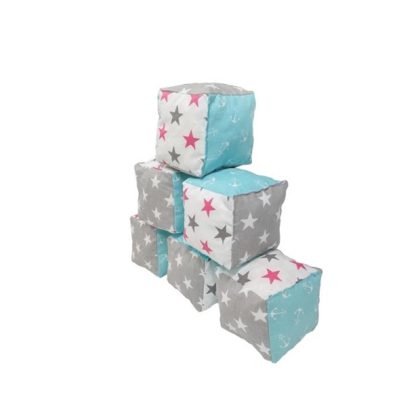 Set 6 cuburi de joaca textile MyKids 10x10 cm