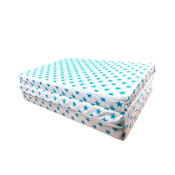 Saltea Pliabila Spuma Poliuretanica 120x60x5 cm - Light Blue Stars