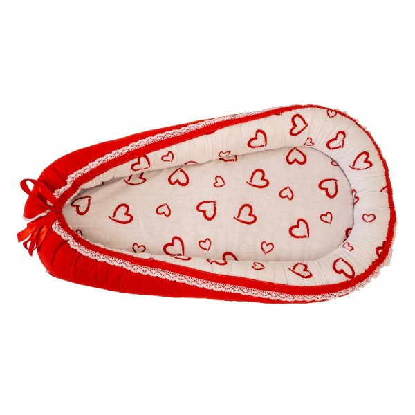 Baby Nest din Cocos MyKids Hearts-Red White