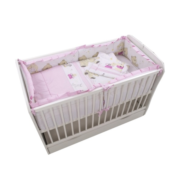 Lenjerie MyKids Teddy Play Pink M1 4+1 Piese 140x70