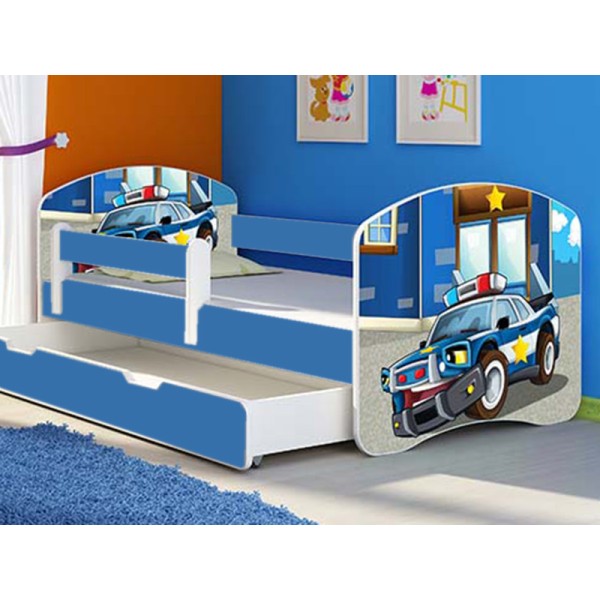 Patut Tineret MyKids Police cu Sertar si Saltea 160x80