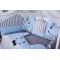 Lenjerie MyKids 11piese Figures gri-albastru cu  baldachin 120x60 cm