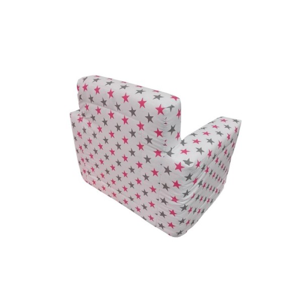 Fotoliu din burete pentru copii MyKids Stelute White Grey Pink