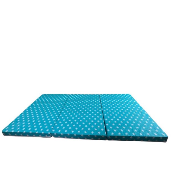 Saltea Pliabila Spuma Poliuretanica 120x60x5 cm - Blue with White Stars