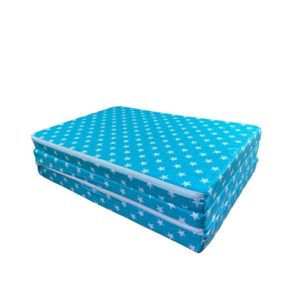 Saltea Pliabila Spuma Poliuretanica 120x60x5 cm - Blue with White Stars