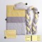 Lenjerie MyKids 8 piese Gray-Yellow cu baldachin 120x60 cm