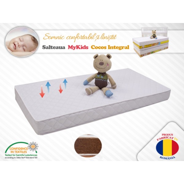 Saltea MyKids Fibra De Cocos Integral 120x60x10 Husa Microfibra Matlasata