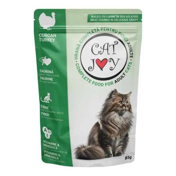 CAT JOY Hrana Umeda Pisica Adult, Curcan in Sos, 85g