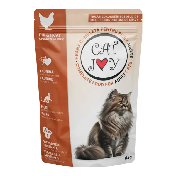 CAT JOY Hrana Umeda Pisica Adult, Pui in Sos, 85g