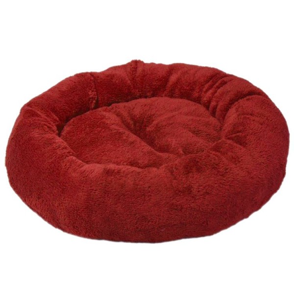 Culcus rotund pentru Catei si Pisici 4DOG Deluxe Rotund Plush S 52x9CM Rosu