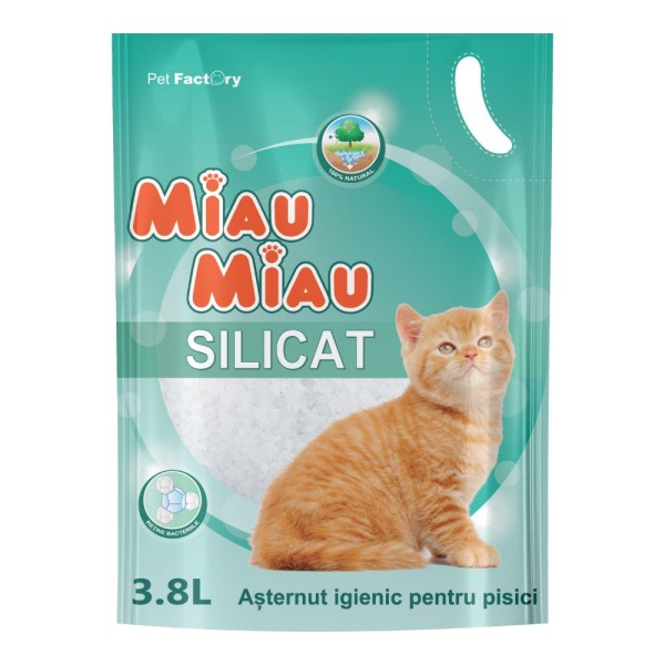 MIAU MIAU Silicat, Asternut Igienic pentru Pisica, Clasic, 3.8L