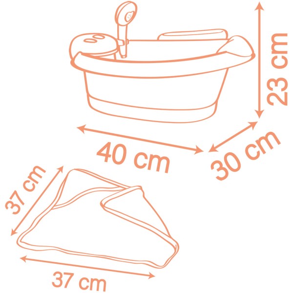 Cadita pentru papusa Smoby Baby Nurse Balneo Bath roz cu 3 accesorii