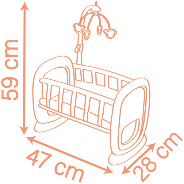 Leagan pentru papusa Smoby Baby Nurse Baby's Cot cu carusel