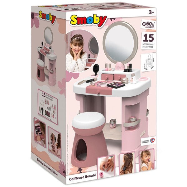 Salon de infrumusetare Smoby My Beauty Dressing Table roz cu 15 accesorii