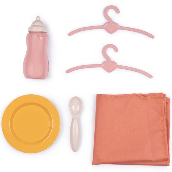 Valiza multifunctionala pentru papusi Smoby Baby Nurse Nursery Suitcase 3 in 1 cu 6 accesorii