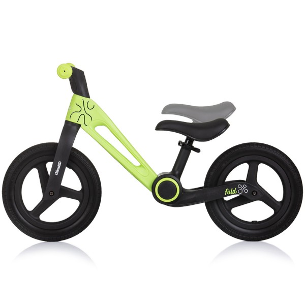 Bicicletă de echilibru pliabilă Chipolino Fold X green 2+ ani, cadru ușor, roți 12”, scaun reglabil, 25 kg