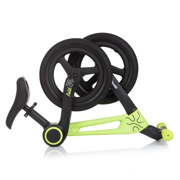 Bicicletă de echilibru pliabilă Chipolino Fold X green 2+ ani, cadru ușor, roți 12”, scaun reglabil, 25 kg