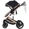 Cărucior 2 în 1 Chipolino Amore noir pentru nou-născuți, landou și sport, până la 22 kg