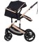 Cărucior 2 în 1 Chipolino Amore noir pentru nou-născuți, landou și sport, până la 22 kg