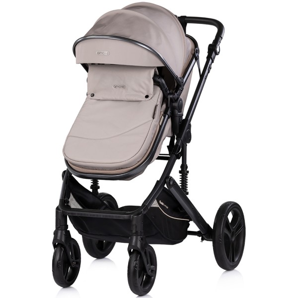 Cărucior 3 în 1 Chipolino Amore – Landou Reversibil + Scaun Auto, 0-36 luni, Culoare latte