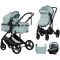 Cărucior 3 în 1 Chipolino Amore – Landou Reversibil + Scaun Auto, 0-36 luni, Culoare matcha