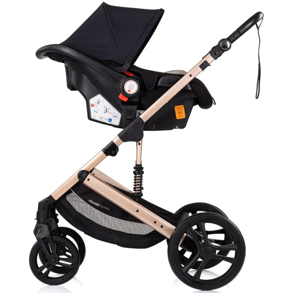 Cărucior 3 în 1 Chipolino Amore – Landou Reversibil + Scaun Auto, 0-36 luni, Culoare noir