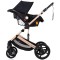 Cărucior 3 în 1 Chipolino Amore – Landou Reversibil + Scaun Auto, 0-36 luni, Culoare noir