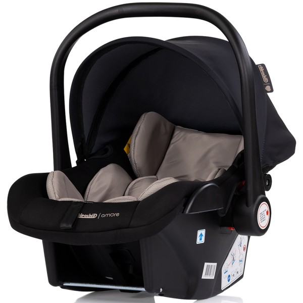 Cărucior 3 în 1 Chipolino Amore – Landou Reversibil + Scaun Auto, 0-36 luni, Culoare noir