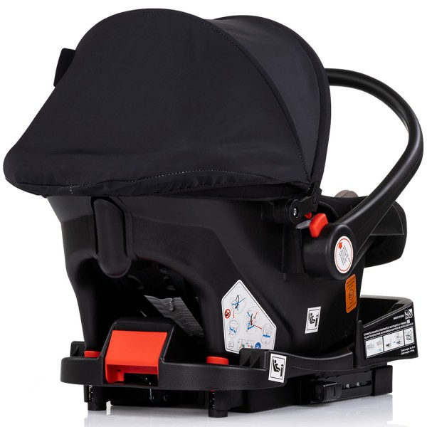 Cărucior 3 în 1 Chipolino Amore – Landou Reversibil + Scaun Auto, 0-36 luni, Culoare noir