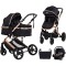 Cărucior 3 în 1 Chipolino Amore – Landou Reversibil + Scaun Auto, 0-36 luni, Culoare noir