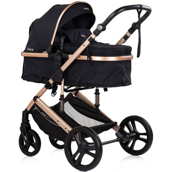 Cărucior 3 în 1 Chipolino Amore – Landou Reversibil + Scaun Auto, 0-36 luni, Culoare noir