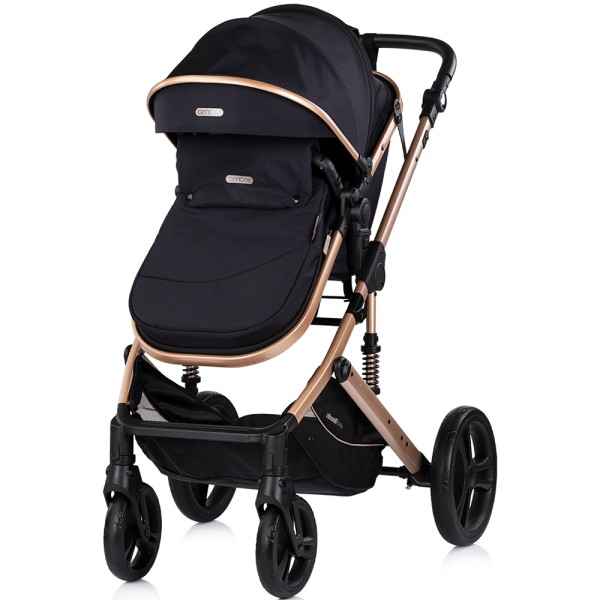 Cărucior 3 în 1 Chipolino Amore – Landou Reversibil + Scaun Auto, 0-36 luni, Culoare noir