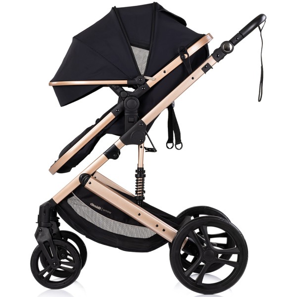 Cărucior 3 în 1 Chipolino Amore – Landou Reversibil + Scaun Auto, 0-36 luni, Culoare noir