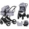 Cărucior 3 în 1 Chipolino Amore – Landou Reversibil + Scaun Auto, 0-36 luni, Culoare Platinum
