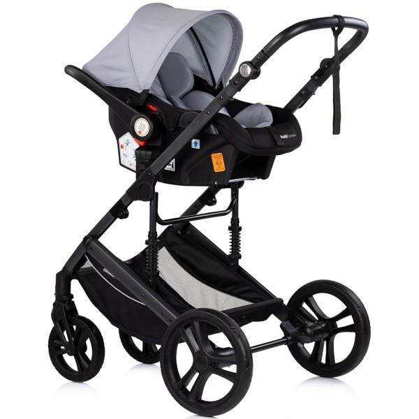 Cărucior 3 în 1 Chipolino Amore – Landou Reversibil + Scaun Auto, 0-36 luni, Culoare Platinum