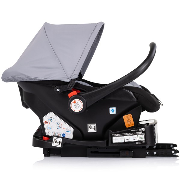 Cărucior 3 în 1 Chipolino Amore – Landou Reversibil + Scaun Auto, 0-36 luni, Culoare Platinum