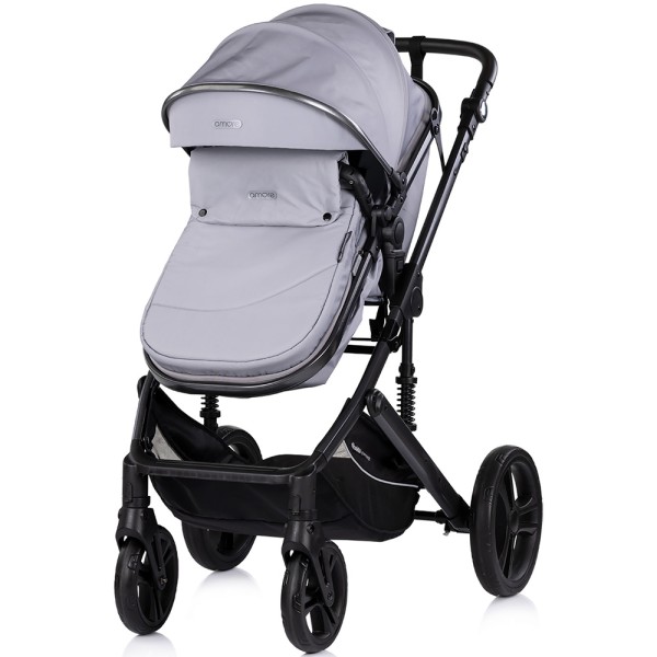 Cărucior 3 în 1 Chipolino Amore – Landou Reversibil + Scaun Auto, 0-36 luni, Culoare Platinum