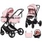 Cărucior 3 în 1 Chipolino Amore – Landou Reversibil + Scaun Auto, 0-36 luni, Culoare powder pink
