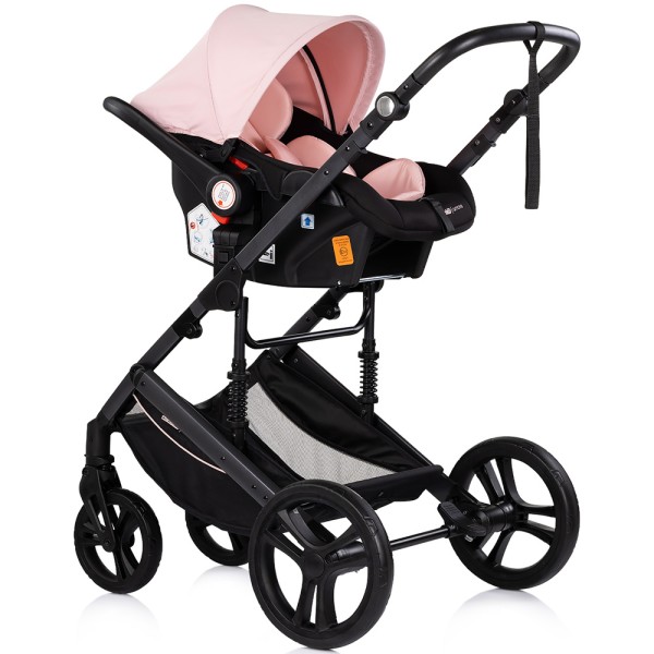Cărucior 3 în 1 Chipolino Amore – Landou Reversibil + Scaun Auto, 0-36 luni, Culoare powder pink